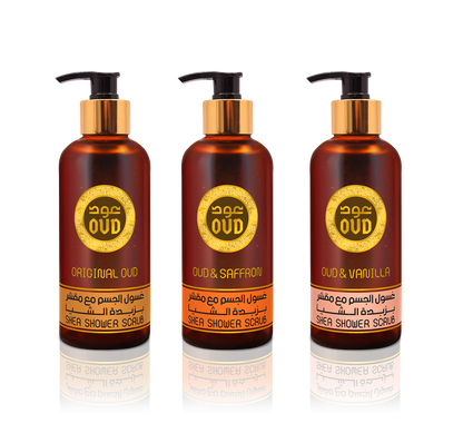 300ML Oud Premium Shea Shower Scrub - Oud & Saffron